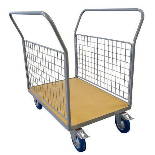 Chariot Plateaux Bois 700x1000mm - 2 Ridelles Grillagées - 500 Kg