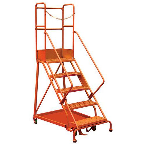 Stockman - Plateforme de sécurité à immobilisation automatique 6 marches - Acier Orange - Robuste et Fiable