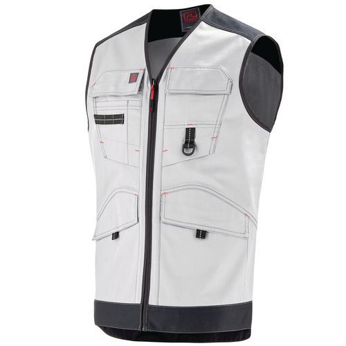 Gilet De Travail Trowel Blanc/gris T2 - Homme