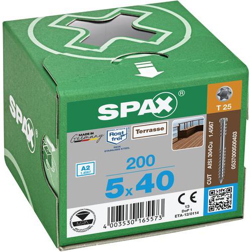 200 Vis Terrasse Empreinte T-star Plus Inoxydable Ø 5x40