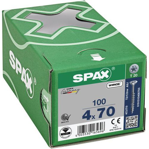 100 Vis à Tête Fraisée T-star Plus Filetage Partiel Ø 4x70