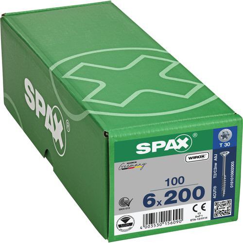 100 Vis à Tête Fraisée T-star Plus Filetage Partiel Ø 6x200