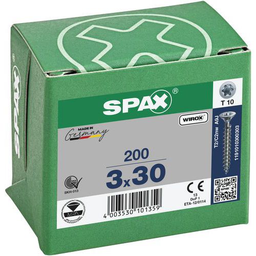 200 Vis à Tête Fraisée Emp.t-star Plus F.total Ø 3x30