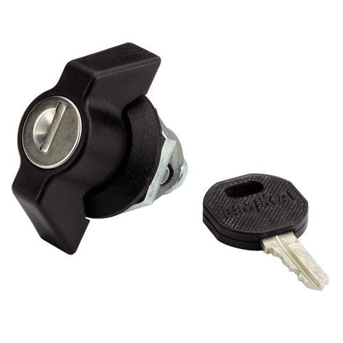 Emka - Bouton Papillon Polyamide Noir Sans Came Avec Barillet 405E - 18mm Corps - Quincaillerie