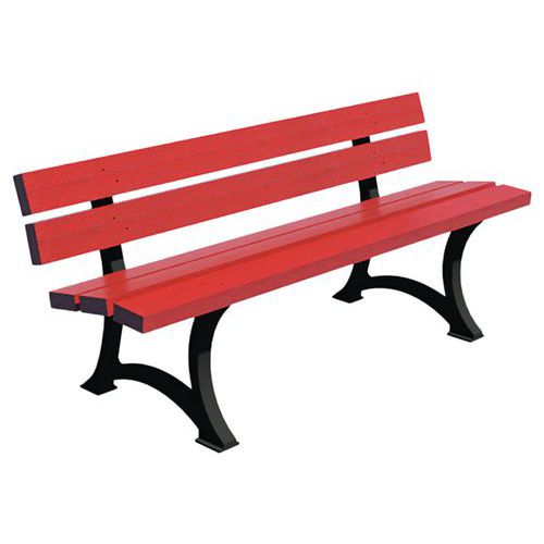Banc City 180 Cm Rouge - Pieds Laqués Noirs
