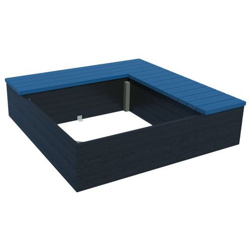 Bac Eden 180x180 Cm Assise Angle À Droite Bleu - Laqué Noir