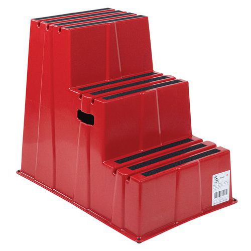 Marchepied Antidérapant - 3 Marches - Rouge - Manutan