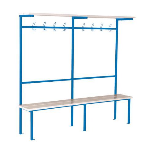 Banc vestiaire lattes PVC 1 ou 2 m 4 à 8 patères - Simple face à l'unité