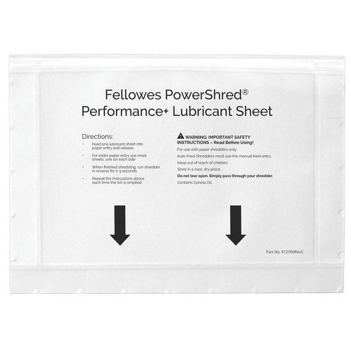 Fellowes - Feuilles lubrifiantes pour destructeur de documents - Entretien et protection - Matériel bureautique