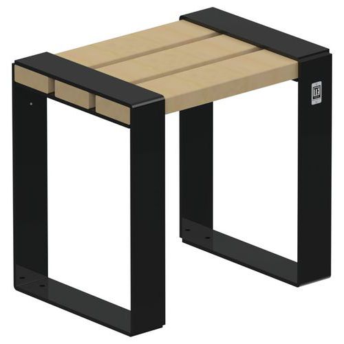 Tabouret Forézien Bois Naturel Acier Noir 9004