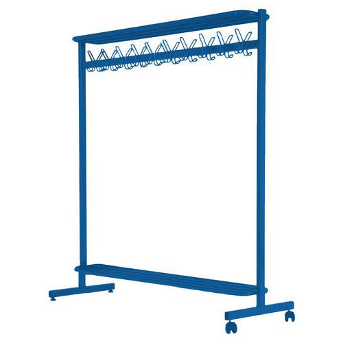 Vestiaire mobile 20 bipatères Bleu 5015 - Acier - 160x150x50cm - 20 patères - Roulettes - 5 ans garantie