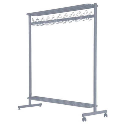 Vestiaire mobile 20 patères Gris - Acier 160x150x50cm - 5 ans garantie - Mobile et pratique