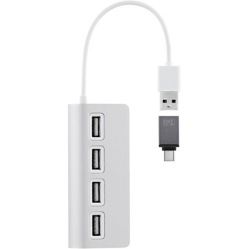 Hub Usb-a Et Usb-c En Aluminium Vers 4 Ports Usb-a 2.0