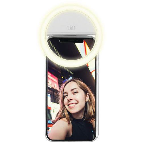TNB - Anneau LED pour smartphone Influence Blanc - ABS - 92mm - Emballage recyclable