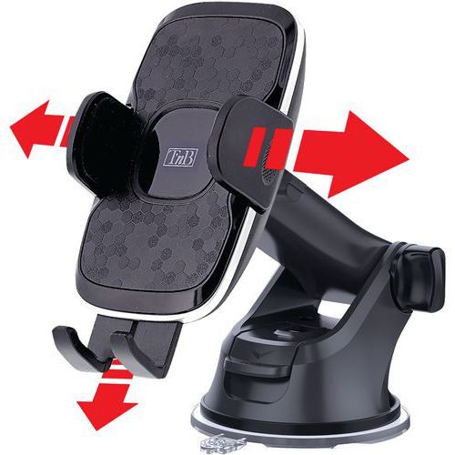 TNB - Support Smartphone Mâchoire 3 en 1 Noir ABS - Polyvalent et Pratique