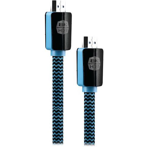 TNB - Câble HDMI 8K Mâle vers Mâle - 2m Noir/Bleu - Haute Qualité Vidéo - Garantie 3 Ans