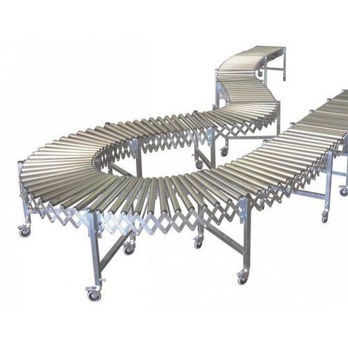 Somefi - Convoyeur Extensible à Rouleaux Acier - L=600mm, Longueur 3.8m à 8.3m - Charge 80kg/m²