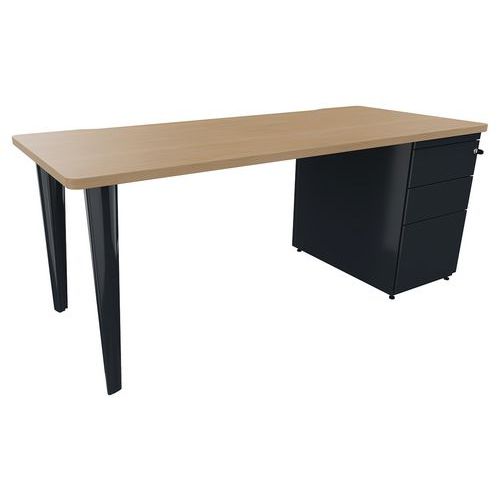 Vinco - Bureau droit Evidence 180x80 chêne clair anthracite - Éco-responsable 64% - NF Environnement