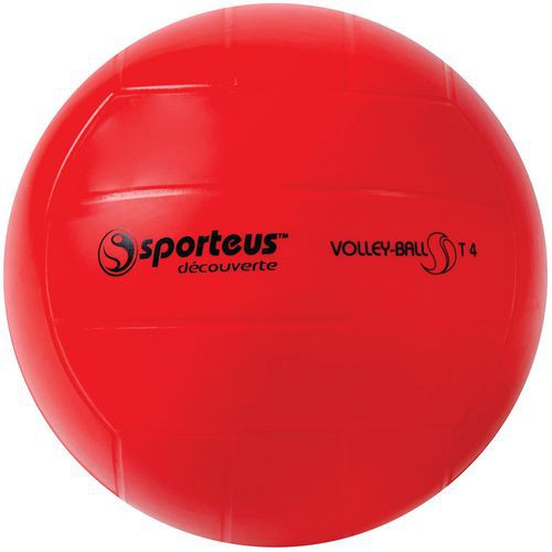 Ballon Volley Initiation Junior PVC Sporteus Ø 203mm 270g Rouge - Idéal pour Débutants en Salle