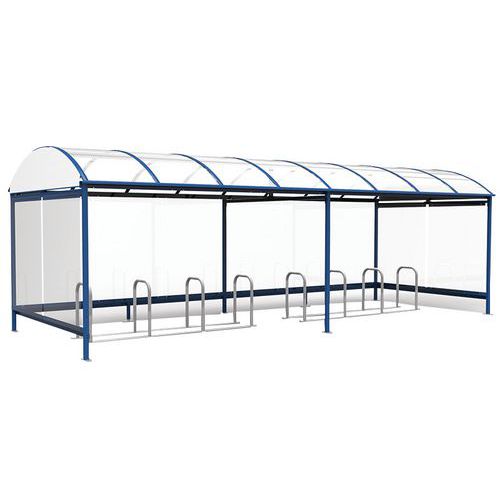 Abri Plus - Abri cycles Combrailles 8,12x2,43m Bleu - 20 places - Acier Époxy - Durable et Recyclable