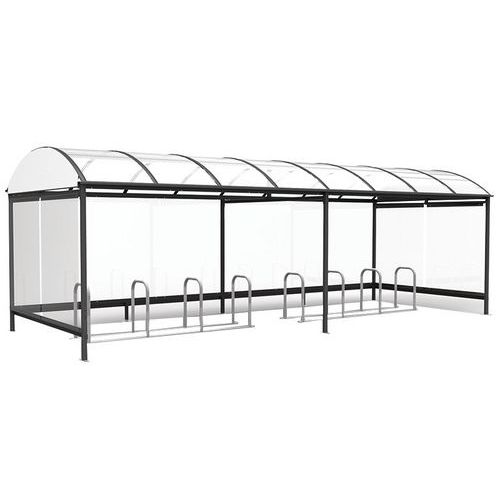 Abri Plus - Abri cycles Combrailles 8,12x2,43m Anthracite - 20 places - Acier Époxy - Durable et Recyclable