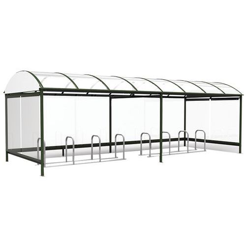 Abri Plus - Abri vélos Combrailles 8,12x2,43m Vert Sapin - 20 places - Acier Époxy - Durable et Recyclable