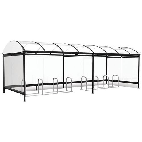 Abri Plus - Abri cycles Combrailles 8,12x2,43m Noir Profond - 20 places - Acier Époxy - Recyclable