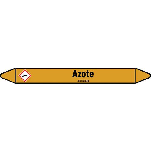 Brady - Marquage tuyauterie Azote - Jaune 250mm - Polyester laminé - Signalétique de sécurité