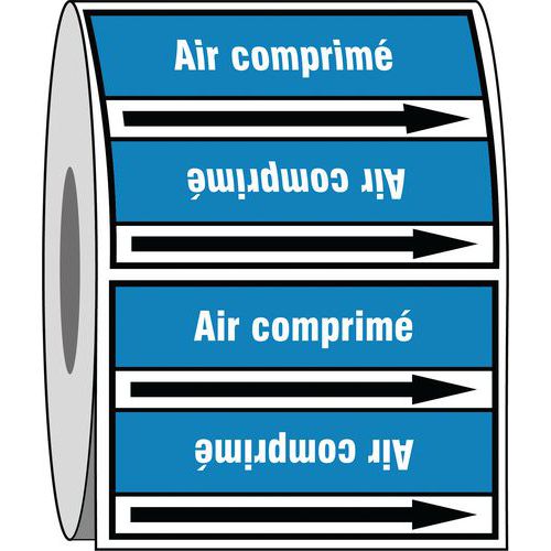 Brady - Marquage tuyauterie Air comprimé - Rouleau 250x3300mm Bleu/Blanc - Polyester Durable