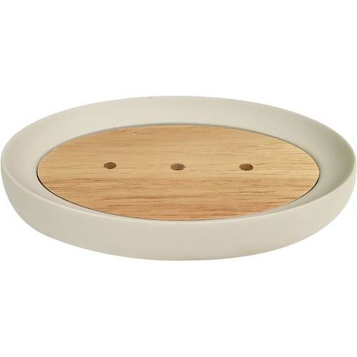 Porte Savon En Polyrésine Et Bois Crème