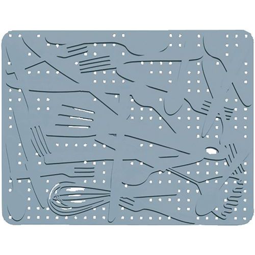 Tapis D'évier Et Égouttoir Désign - Caoutchouc - Gris/bleu