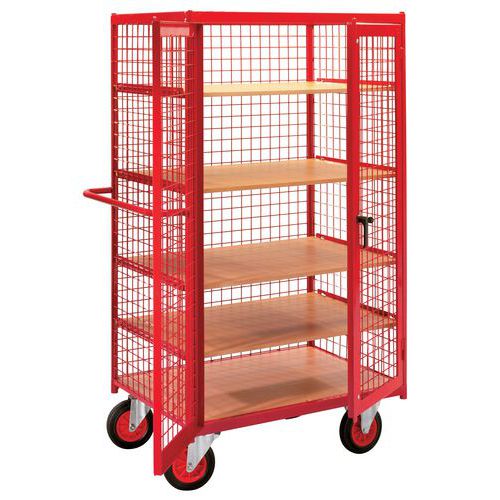 Chariot Grillagé Rouge 3 Cotés Couvercle Portes 1000mmx700mm