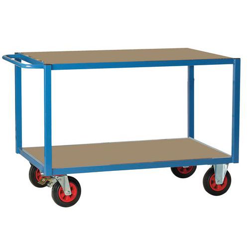 Fimm - Servante d'atelier 2 plateaux bois bleu - 500 kg - 1300x800mm - Éco-responsable