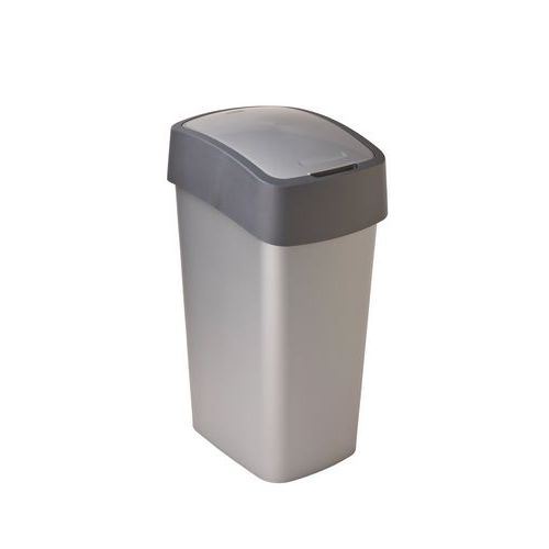 Poubelle Pacific 50L Plastique Argent Gris Tri Sélectif Ouverture Basculante Intérieur