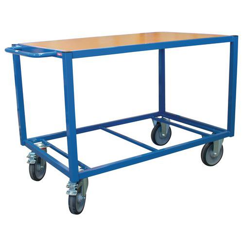Fimm - Chariot de manutention industriel bleu - 500 kg - Plateau bois 1060x680mm - Éco-responsable