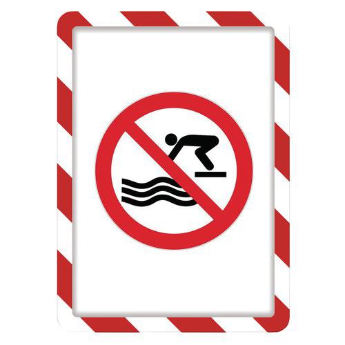 Cadre Magneto Securite Adhesif A4 Rouge/blanc