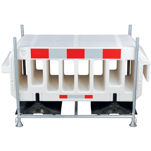 Set Complet : Rack De Transport Et Stockage Avec 15 Barrières En Blanc