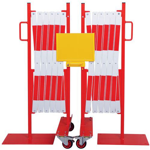 Barrière Extensible Rouge/blanc 2m Sur Roulettes Hauteur 1050mm