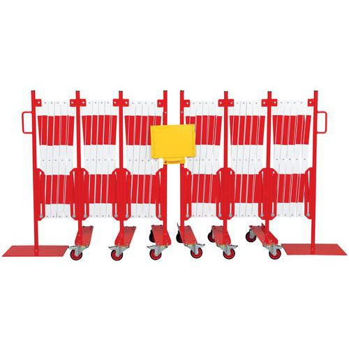 Barrière Extensible Rouge/blanc 8m Sur Roulettes Hauteur 1050mm
