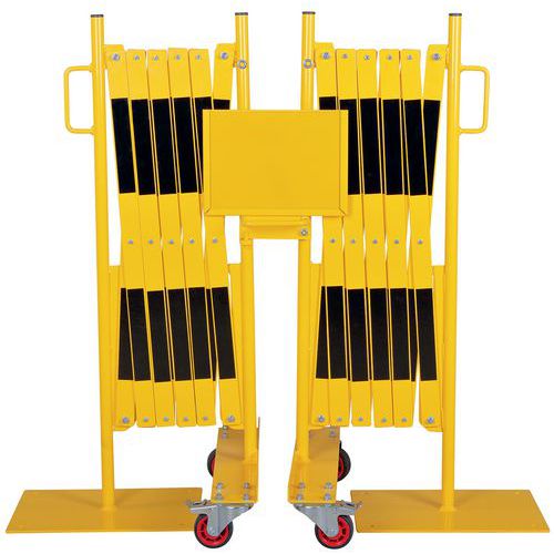 Barrière Extensible Jaune/noir 2m Sur Roulettes Hauteur 1050mm