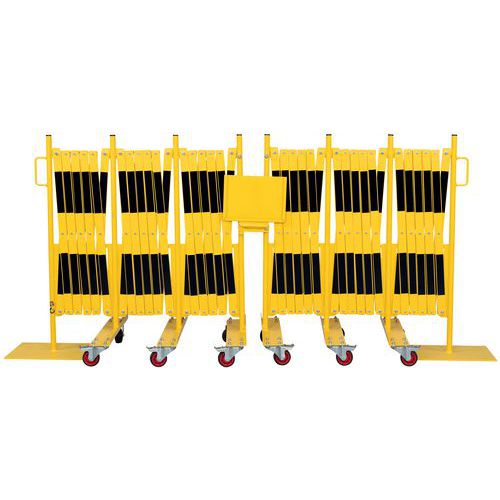 Barrière Extensible Jaune/noir 8m Sur Roulettes Hauteur 1050mm