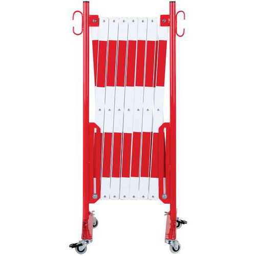 Barrière Extensible Rouge/blanc Sur Roulettes Longueur 4 M