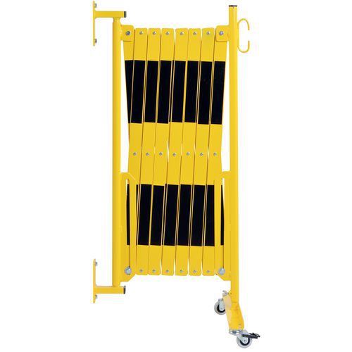 Barrière Extensible Jaune/noir Sur Roulettes Et Fixation Murale L:4 M