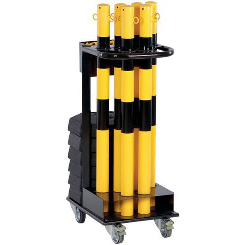 Chariot Avec 6 Poteaux Acier Jaune/noir Et Chaîne 25 M