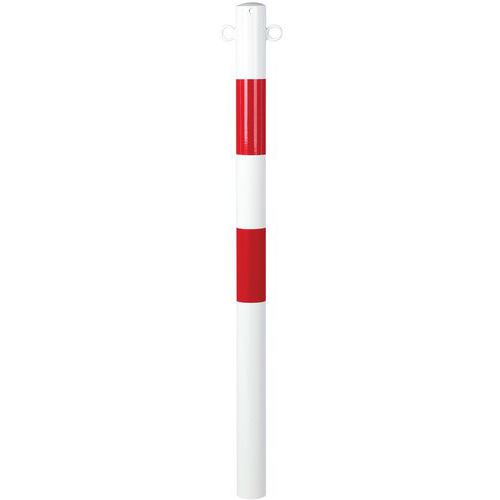 Poteau Acier Ø60 Mm Avec Œillets 1000 Mm Rouge-blanc