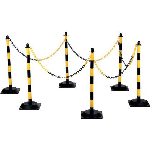 Poteau avec socle et chaîne polyéthylène - Lot de 6 - Crash Stop