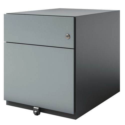 Bisley - Caisson mobile en métal 2 tiroirs - Anthracite - Acier - 49.5cm H x 42cm L x 56.5cm P - Livré monté