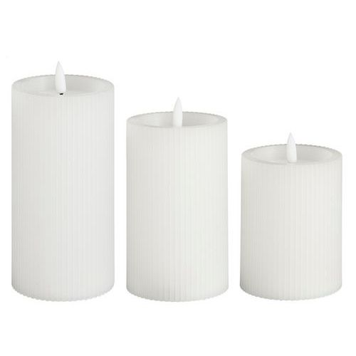 Bougie LED Pilar blanche 3 pièces avec minuterie à piles Bougie LED Pilar blanche 3 pièces avec minuterie à piles