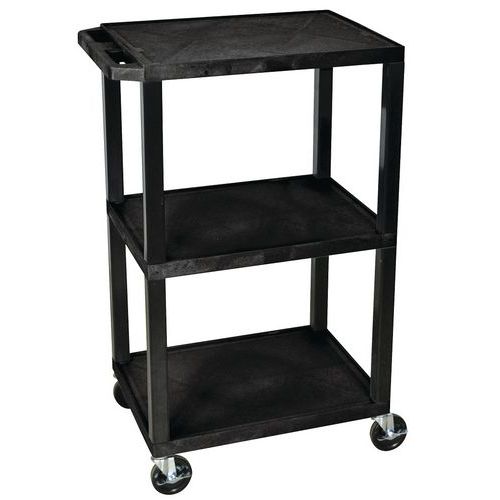 Desserte Plastique Recyclé Noir 3plateaux Hauteur 108cm 180kg