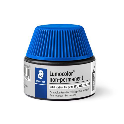 Flacon recharge feutre effacable a sec Lumocolor - bleu thumbnail image 1